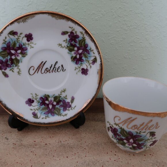 Vintage Norcrest Mother Hand-Painted Cup Saucer Plate Set - Picture 6 of 12